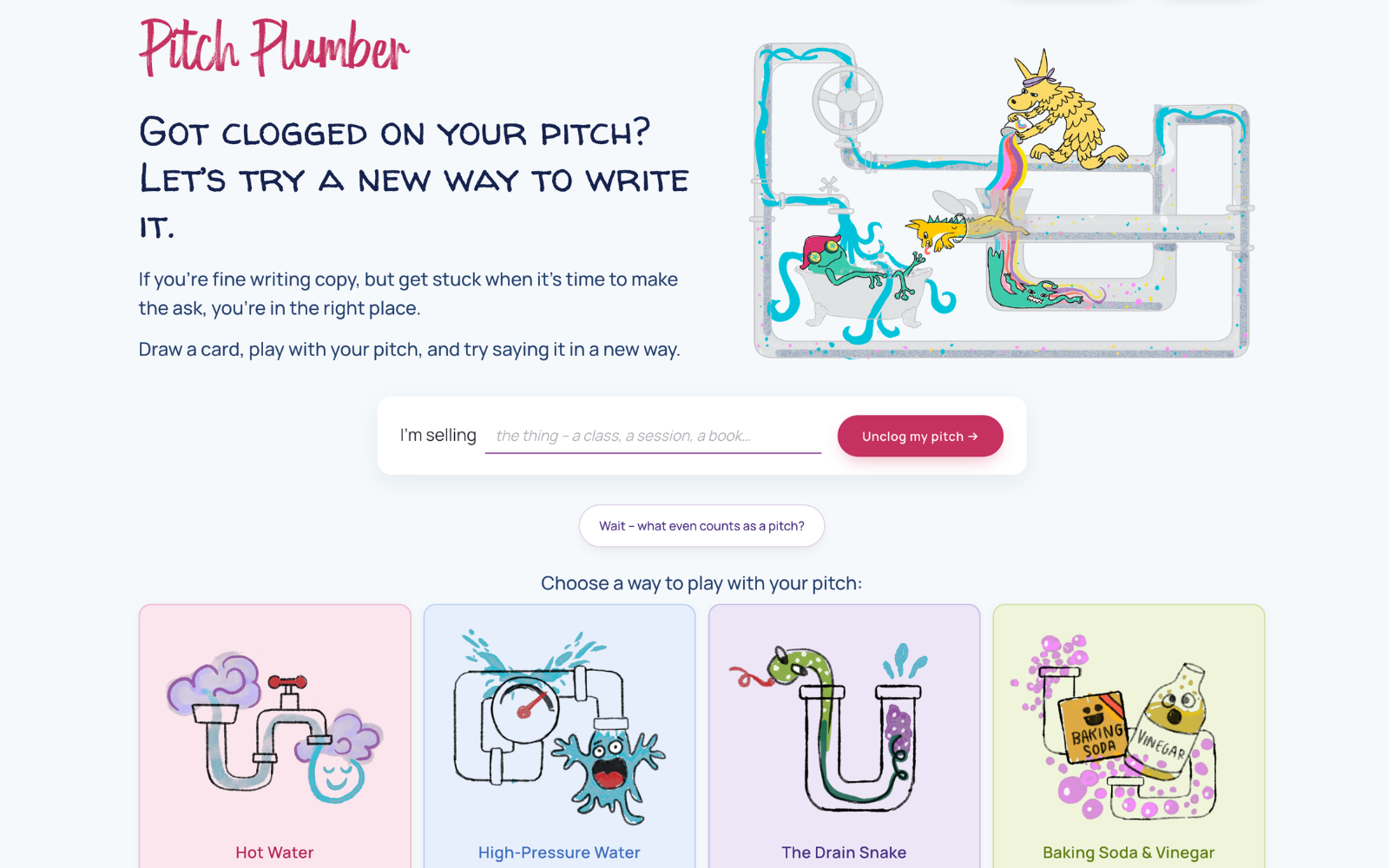 Pitch Plumber, a tool for trying a new way to write your pitch