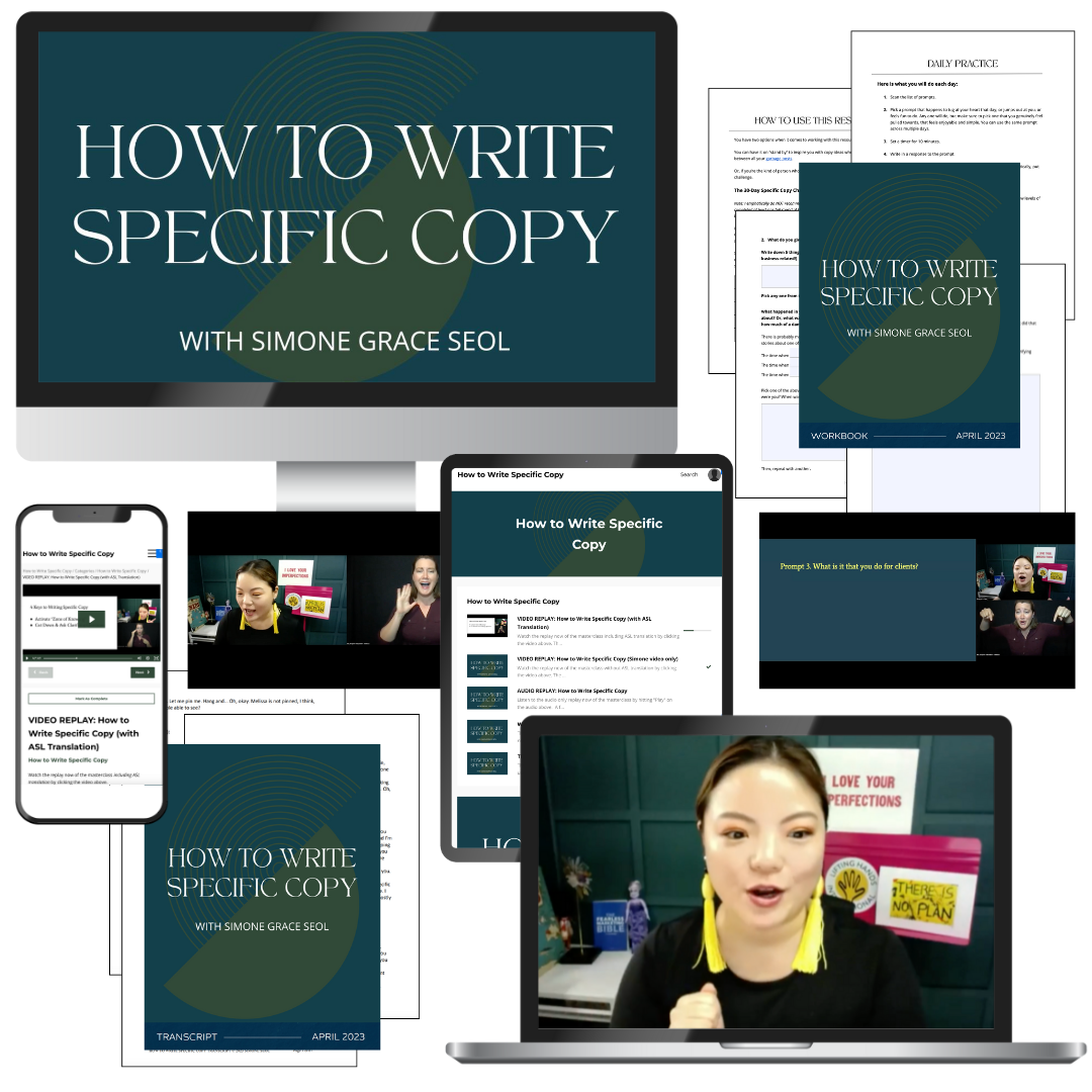 Specific Copy workbook + class mockups